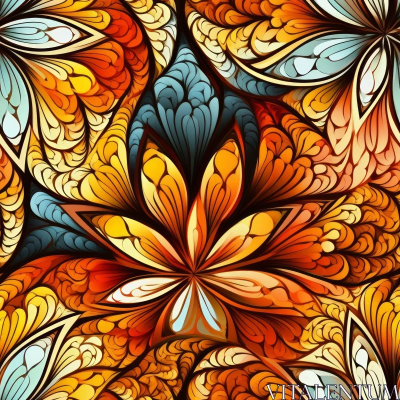 Symmetrical Floral Pattern - Vibrant Design AI Image