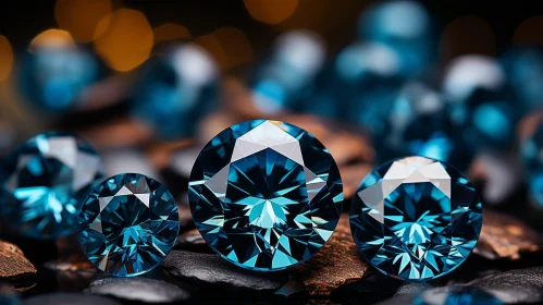 Blue Diamonds Sparkling on Dark Background