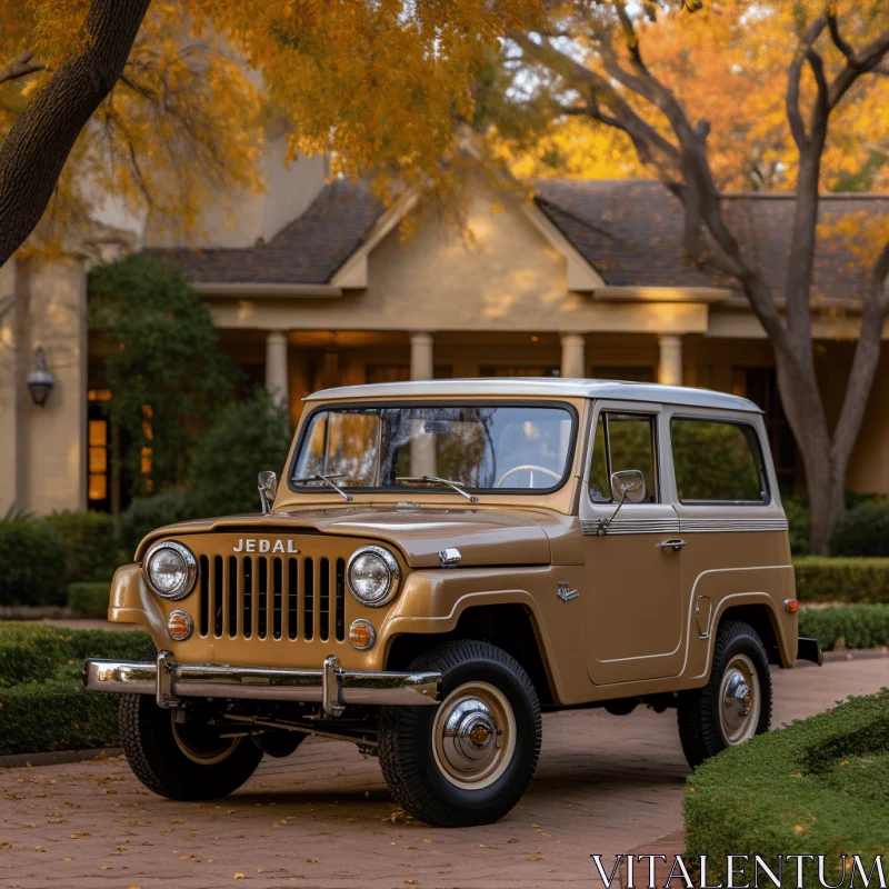 Captivating Brown Jeep in Midcentury Modern Style AI Image