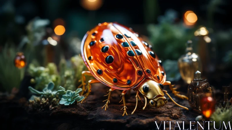 Enchanting 3D Ladybug Artwork in Nature Setting AI Image