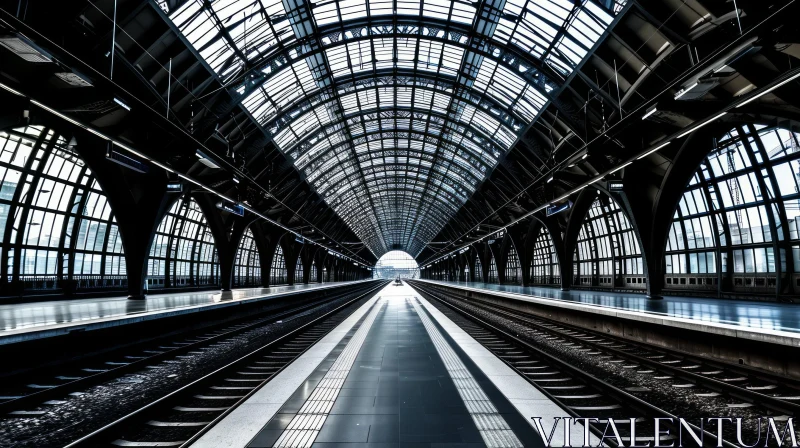 Ethereal Train Station with Glass Roof | Architectural Marvel AI Image