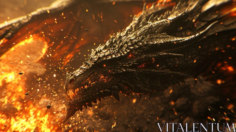 Fiery Dragon Breathing Flames - Captivating Fantasy Art AI Image