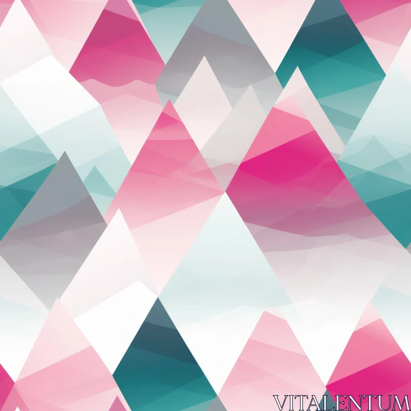 AI ART Modern Geometric Triangle Pattern in Pink, Blue, and Gray