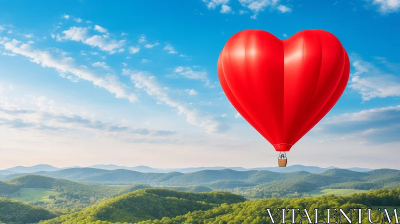 Romantic Hot Air Balloon Landscape - Nature Scene AI Image