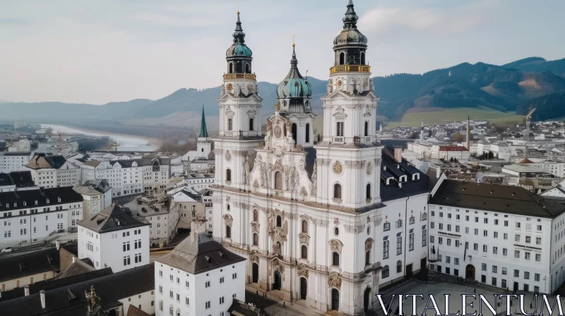 Salzburg Cathedral: A Captivating Aerial View of an Architectural Marvel AI Image