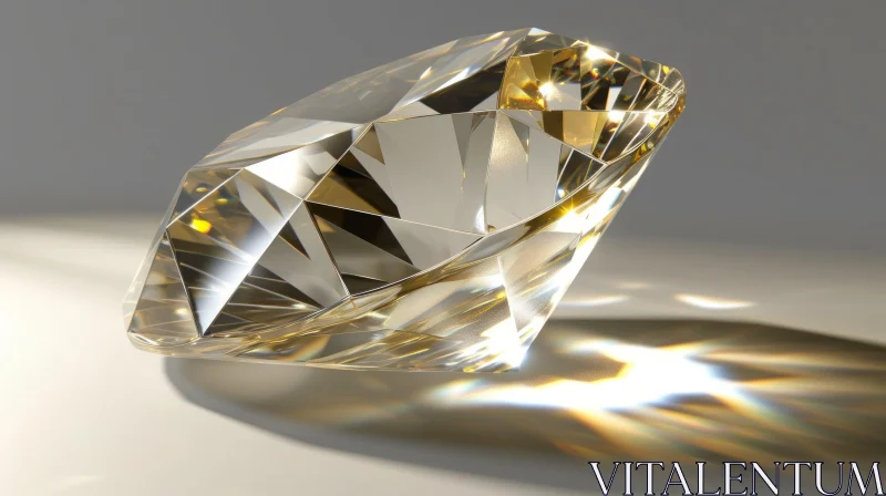 Yellow Diamond 3D Render: Brilliance in Focus AI Image