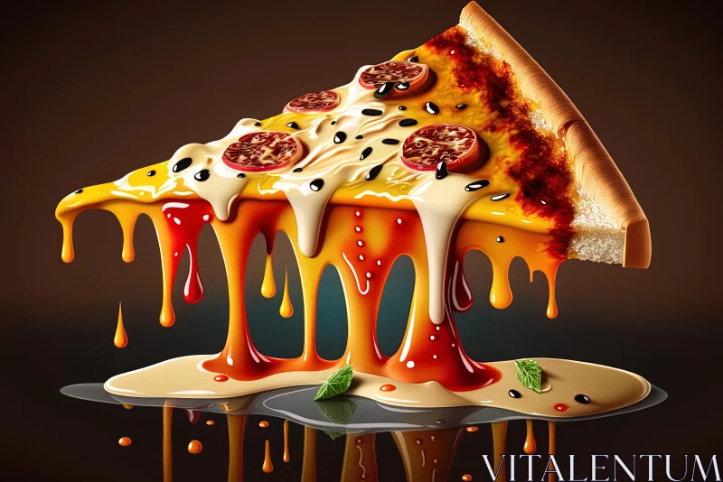 Captivating Pizza Art: Dripping Sauce, Multidimensional Layers AI Image
