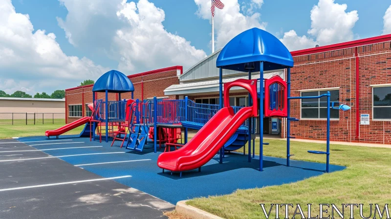 Colorful Playground with Slides and Climbing Wall AI Image