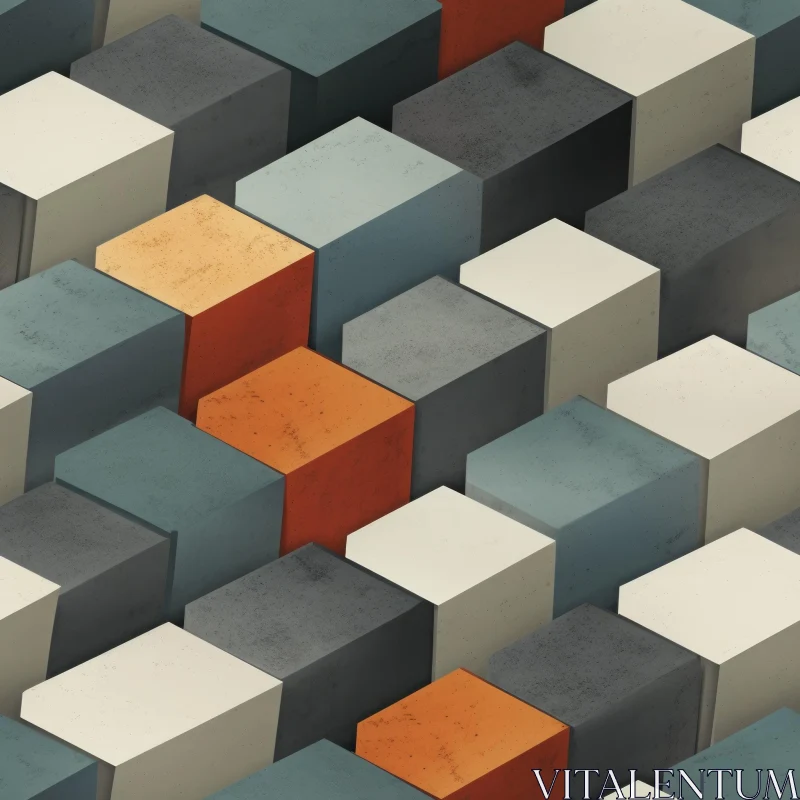 Concrete Cubes Seamless Pattern - Industrial Texture Design AI Image