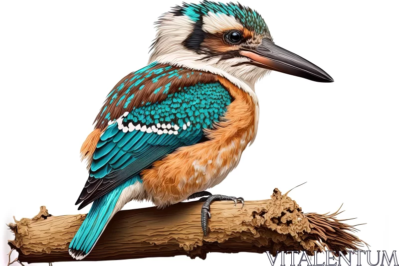Detailed Kingfisher Bird Illustration in Brown and Blue Colors AI Image