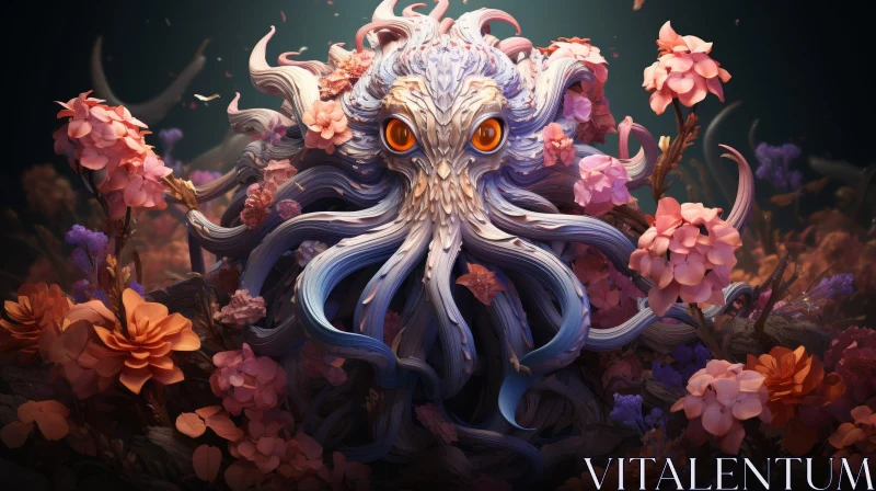 Enchanting Octopus-Like Creature Digital Painting AI Image