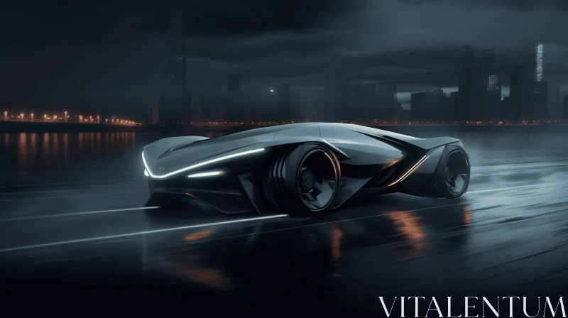 Futuristic Sports Car in the Dark | Character Design | City Landscape AI Image