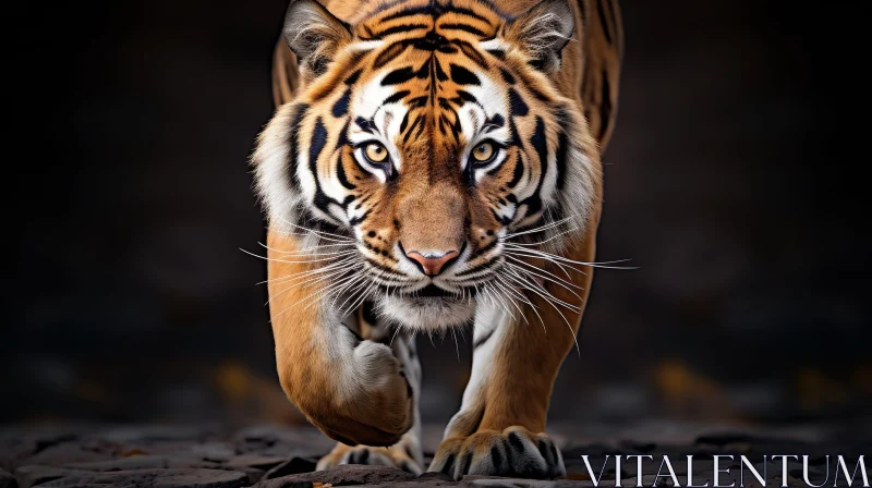 Intense Close-Up of Tiger's Face AI Image