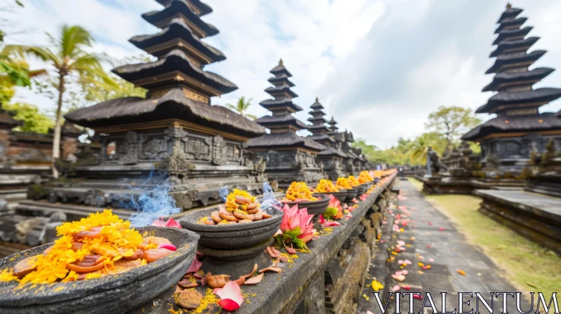 Intricate Balinese Temple Architecture Surrounded by Lush Greenery AI Image