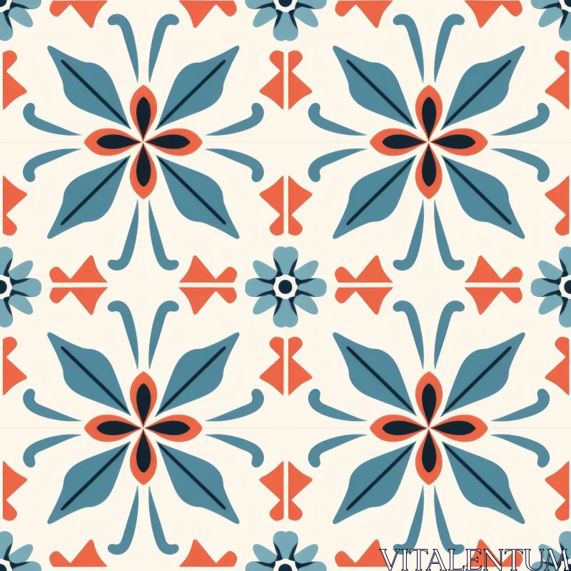 Intricate Moroccan Tiles Pattern | Blue, Red & White Design AI Image