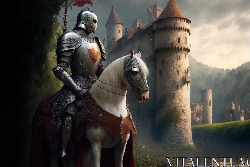 Knight and Castle: Hyperrealistic Historical Artwork AI Image