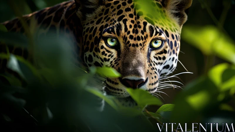 Close-up Portrait of Jaguar in Jungle AI Image