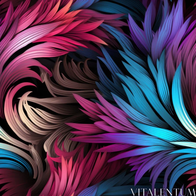Colorful Feathers Seamless Pattern on Black Background AI Image