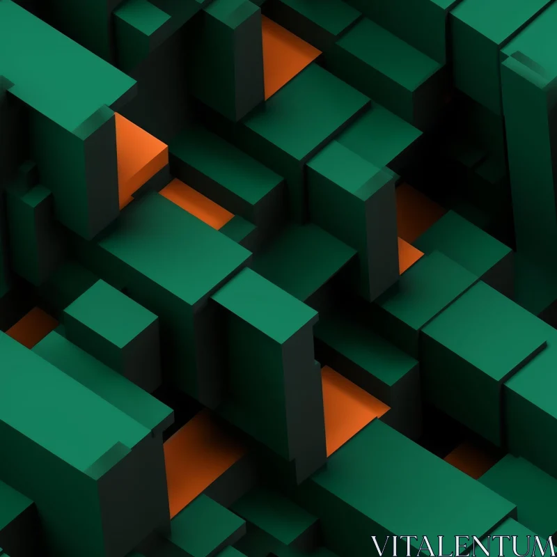 Green and Orange 3D Cube Pattern AI Image