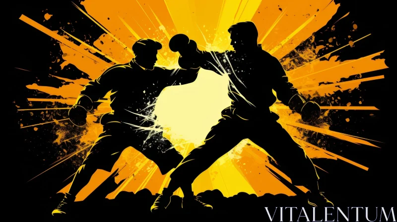AI ART Intense Boxing Match Digital Painting