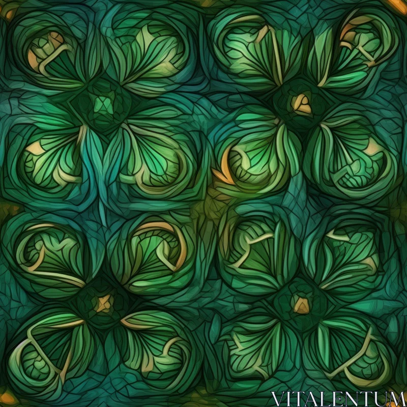 Intricate Green Clovers Seamless Pattern AI Image