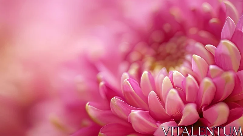 Pink Flower Close-up | Detailed Petals and Green Leaves AI Image