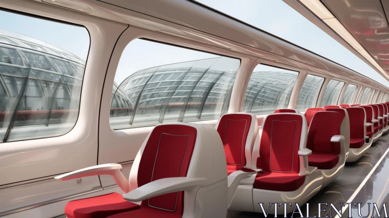 Sleek High-Speed Train Interior in Motion AI Image