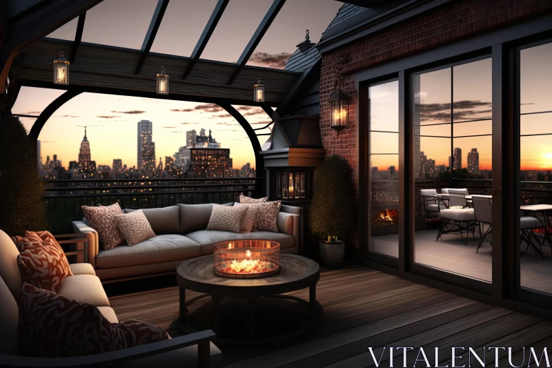 Captivating Rooftop Patio with City Views | Luxurious and Romantic Design AI Image