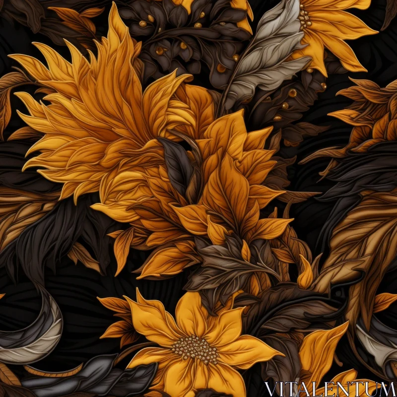 Elegant Sunflower Floral Pattern AI Image