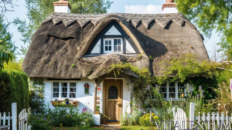 Enchanting Thatched Cottage with Colorful Garden | Nature Art AI Image