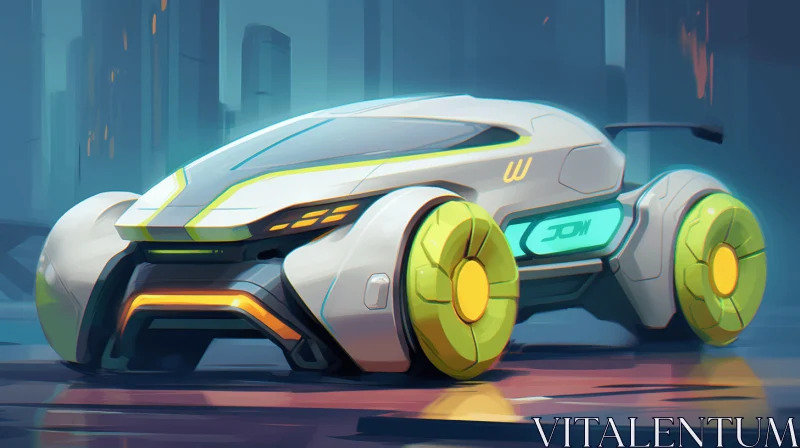 Futuristic Car in the City: A Captivating Blend of Style and Technology AI Image