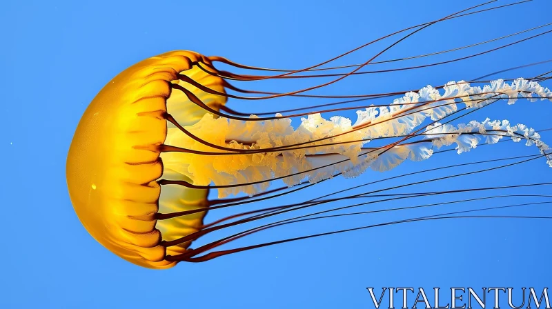 Graceful Jellyfish Swimming in Blue Ocean AI Image