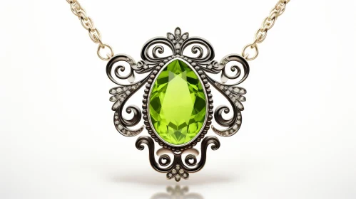 Green Gemstone Pendant on Gold Chain