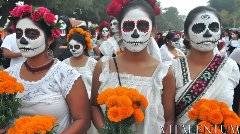 Mexican Women in Traditional Attire: A Festive Celebration of Culture AI Image