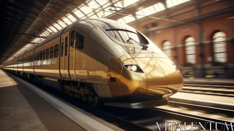 Sleek Modern High-Speed Train in Motion AI Image