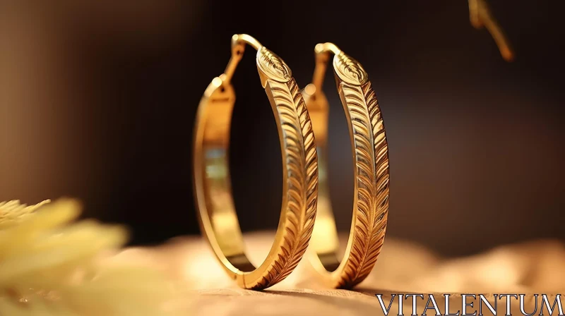AI ART Stunning Gold Hoop Earrings Close-up