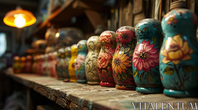 Traditional Russian Nesting Dolls - Vibrant Wooden Masterpieces AI Image