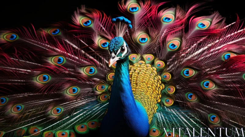Beautiful Peacock Feathers in Nature AI Image