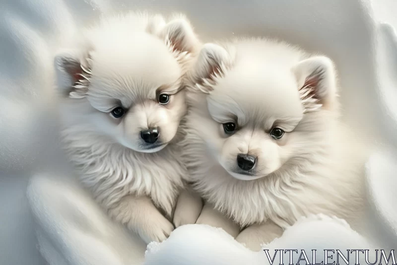 Captivating Pomeranian Puppies Wallpaper | Realistic and Hyper-detailed Art AI Image