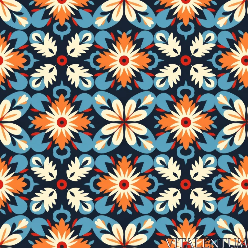 AI ART Colorful Floral Tile Pattern - Traditional Portuguese Design