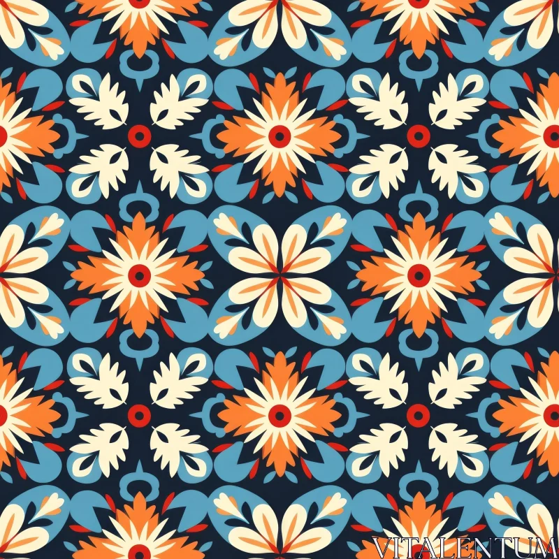 Colorful Floral Tile Pattern - Traditional Portuguese Design AI Image