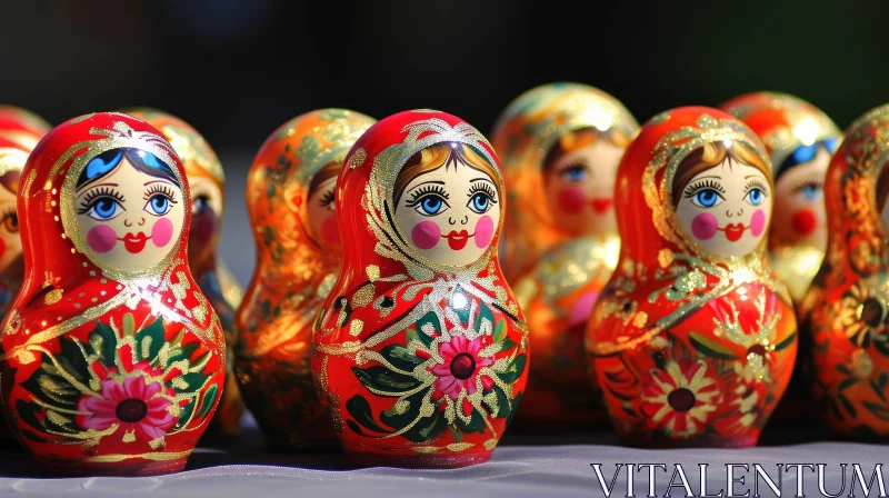 Exquisite Traditional Russian Nesting Dolls | Hand-Painted Wooden Dolls AI Image
