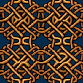 Golden Celtic Knots Seamless Pattern on Dark Blue Background