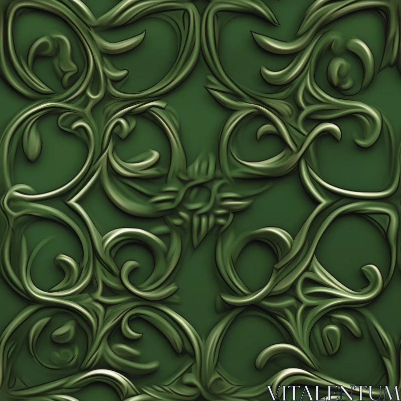 AI ART Green Metal Vines Pattern - Textures Collection
