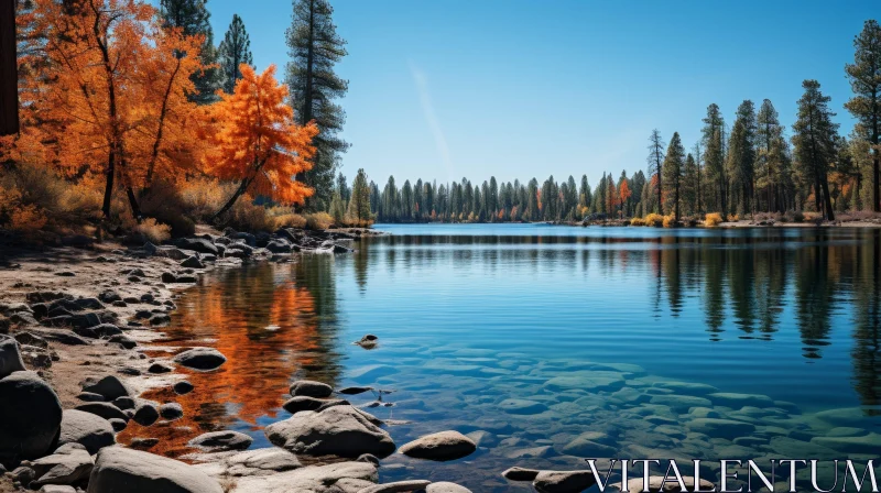 Serene Lake Landscape in Majestic Mountains AI Image