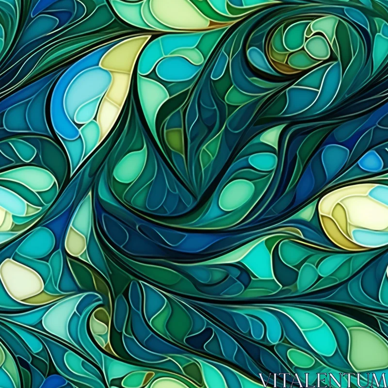 Soothing Blue-Green Abstract Painting AI Image