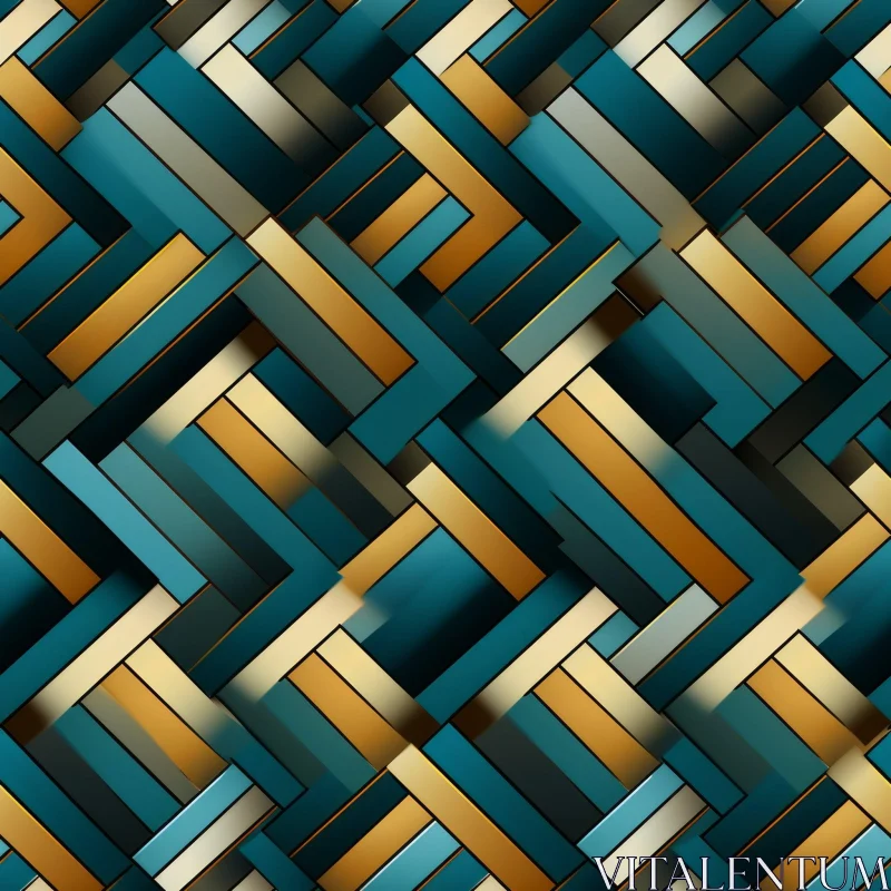 AI ART Blue and Gold Rectangles Seamless Pattern