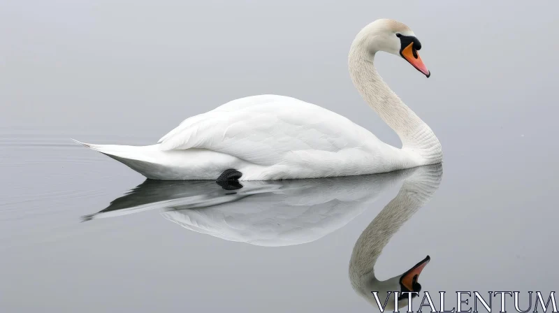 AI ART Graceful Swan Swimming in Calm Lake