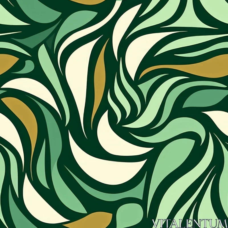 AI ART Green and Gold Organic Pattern - Seamless Vector Design