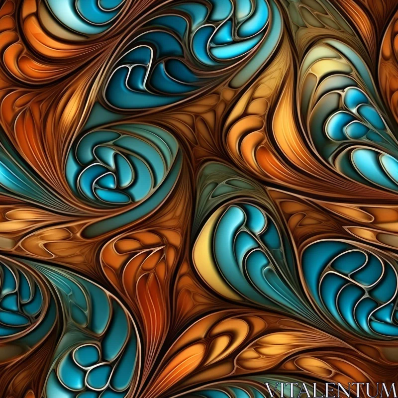 Organic Shapes Repeating Pattern in Warm Colors AI Image